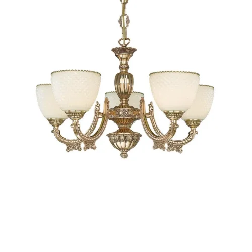 Люстра подвесная  L 7155/5 Reccagni Angelo бежевая на 5 ламп, основание золотое в стиле классический  фото 2
